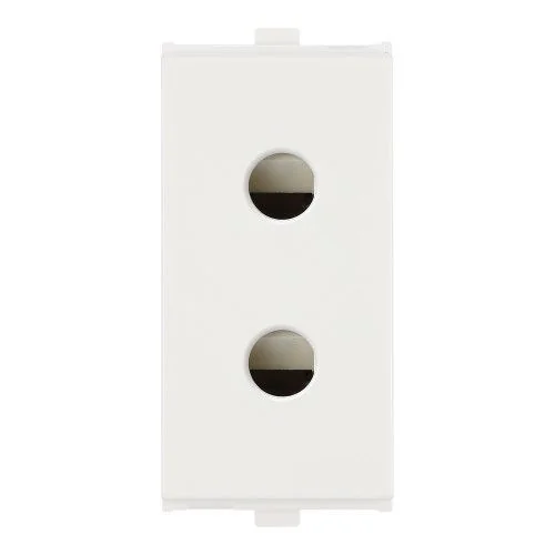 Roma Penta 6A 2 Pin Round Socket with Shutter - White 1 M