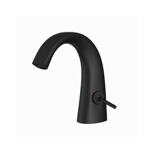 Jaquar Arc Joystick Basin Mixer Without Popup Waste With 450Mm Long Braided Hoses Black Matt