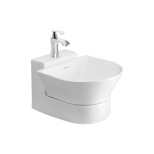 Cera Clement Wall Hung Wash Basin With Half Pedestal 400 x 360 mm Snow-White