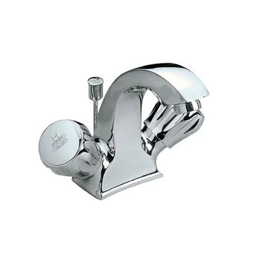 Jaquar Continental Central Hole Basin Mixer With Popup Waste System With 450Mm Long Braided Hoses