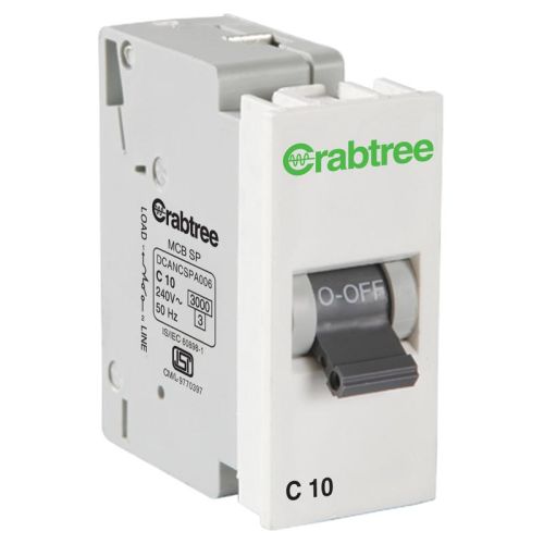 Crabtree Athena 10 A SP Mini Mcb C Series 3 KA Chalk White