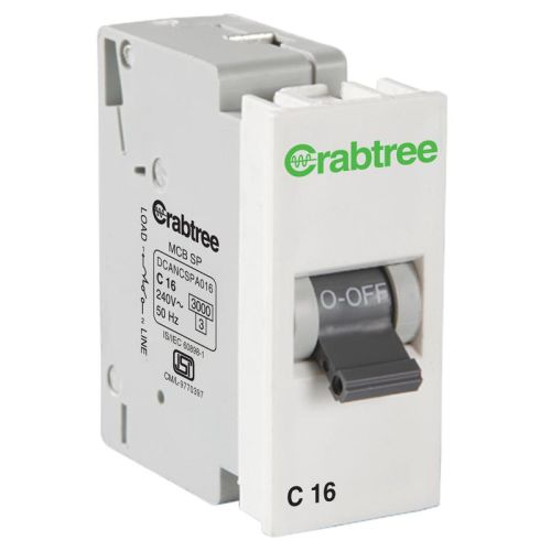 Crabtree Athena 16 A SP Mini Mcb C Series 3 KA Chalk White