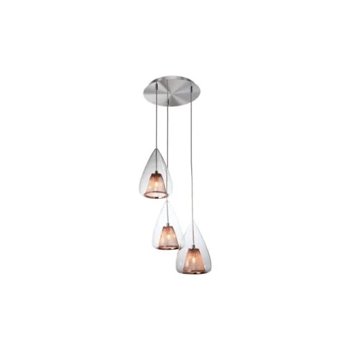 Jaquar 3 LT Clear glass, Rose Gold mesh with Chrome Finishing Pendant (DPN-CHR-MD160020053B)