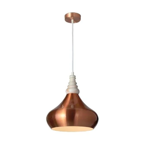 Jaquar 1 Light aluminum white wood with copper finishing pendant