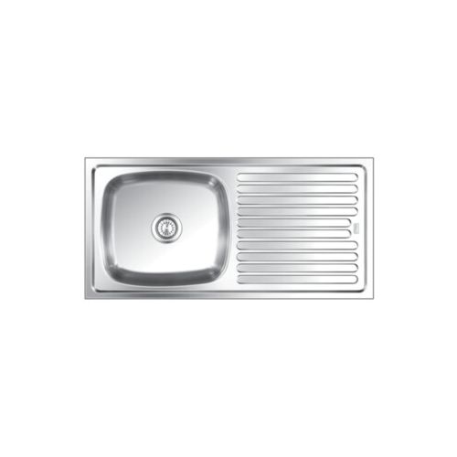 Nirali Bg Elegance 304 Stainless Steel Kitchen Sink Single Bowl with Drain Board Satin