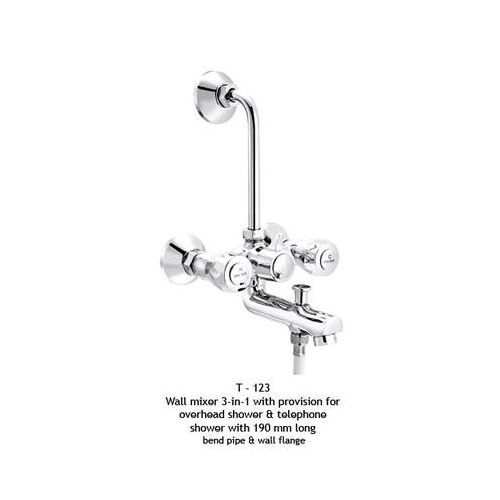 ESS ESS Trend Wall Mixer 3 In 1 With Provsion For Overhead Shower & Telephone Shower With 190 Mm Long Bend Pipe & Wall Flange