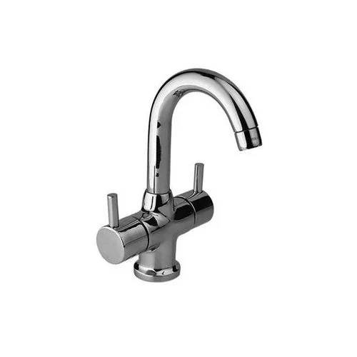 Jaquar Florentine Central Hole Basin Mixer With Regular Spout Without Popup Waste System With 450Mm Long Braided Hoses, 20Mm Cartridge Size