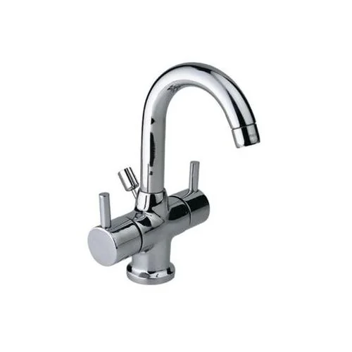 Jaquar Florentine Central Hole Basin Mixer With Round Spout With Popup Waste System With 450Mm Long Braided Hoses, 20Mm Cartridge Size