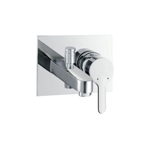 Jaquar Fusion Single Lever High Flow Bath & Shower Mixer (Concealed Body) Wall Mounted Model With Button Spout