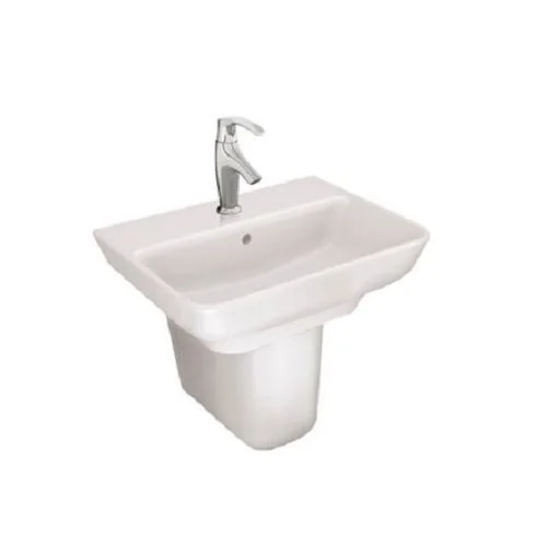 Kohler Trace Wall Mount Half Pedestal Basin With Single Faucet Hole In White White (K-33933In-0)