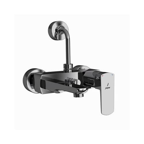 Jaquar Kubix Prime Single Lever Wall Mixer With Provision For Overhead Shower With 115Mm Long Bend Pipe On Upper Side, Connecting Legs & Wall Flanges Black Chrome