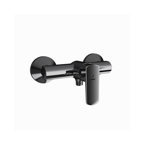 Jaquar Kubix Prime Single Lever Exposed Shower Mixer For Connection To Hand Shower With Connecting Legs & Wall Flanges Black Chrome