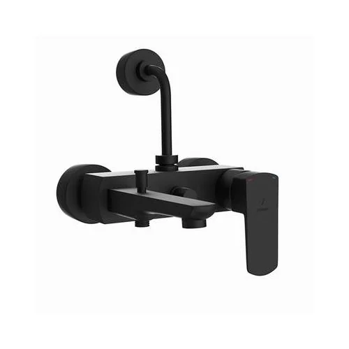 Jaquar Kubix Prime Single Lever Wall Mixer 3-In-1 System With Provision For Both Hand Shower And Overhead Shower Complete With 115Mm Long Bend Pipe, Connecting Legs & Wall Flange (Without Hand & Overhead Shower) Black Matt