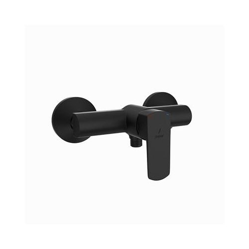 Jaquar Kubix Prime Single Lever Exposed Shower Mixer For Connection To Hand Shower With Connecting Legs & Wall Flanges Black Matt