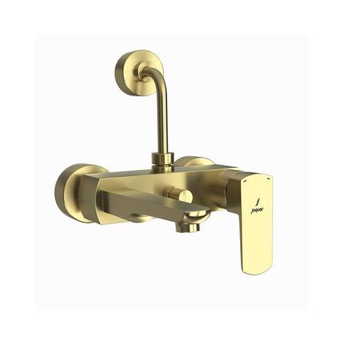 Jaquar Kubix Prime Single Lever Wall Mixer With Provision For Overhead Shower With 115Mm Long Bend Pipe On Upper Side, Connecting Legs & Wall Flanges Dust Gold