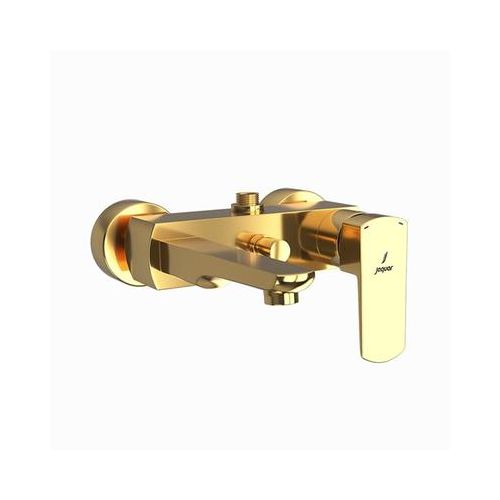 Jaquar Kubix Prime Single Lever Wall Mixer With Provision For Connection To Exposed Shower Pipe (Sha-1211) With Connecting Legs & Wall Flanges Full Gold