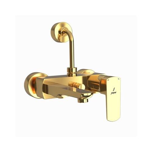 Jaquar Kubix Prime Single Lever Wall Mixer With Provision For Overhead Shower With 115Mm Long Bend Pipe On Upper Side, Connecting Legs & Wall Flanges Full Gold