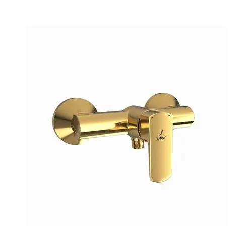 Jaquar Kubix Prime Single Lever Exposed Shower Mixer For Connection To Hand Shower With Connecting Legs & Wall Flanges Full Gold