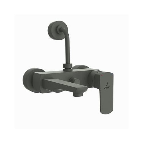 Jaquar Kubix Prime Single Lever Wall Mixer With Provision For Overhead Shower With 115Mm Long Bend Pipe On Upper Side, Connecting Legs & Wall Flanges Graphite