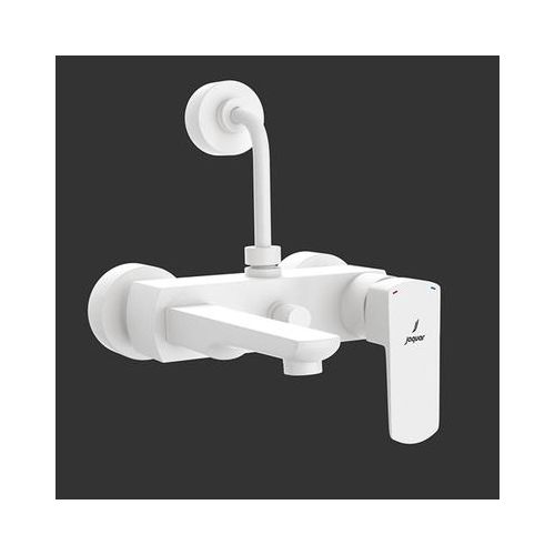 Jaquar Kubix Prime Single Lever Wall Mixer With Provision For Overhead Shower With 115Mm Long Bend Pipe On Upper Side, Connecting Legs & Wall Flanges White Matt