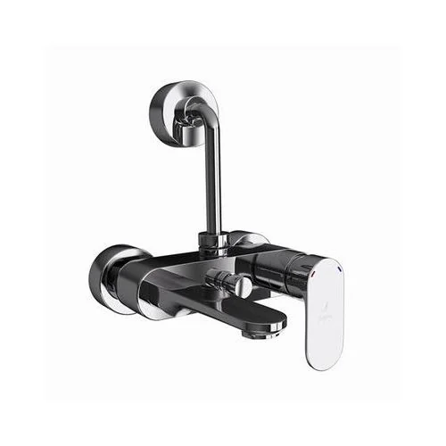 Jaquar Opal Prime Single Lever Wall Mixer With Provision For Overhead Shower With 115Mm Long Bend Pipe On Upper Side, Connecting Legs & Wall Flanges Black Chrome