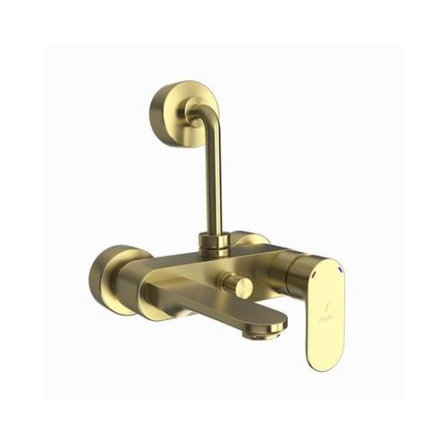 Jaquar Opal Prime Single Lever Wall Mixer With Provision For Overhead Shower With 115Mm Long Bend Pipe On Upper Side, Connecting Legs & Wall Flanges Dust Gold