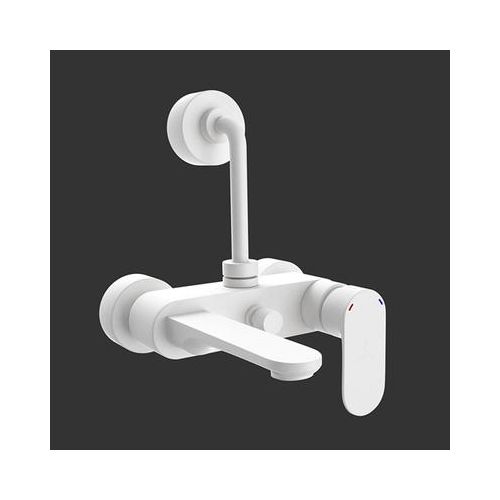 Jaquar Opal Prime Single Lever Wall Mixer With Provision For Overhead Shower With 115Mm Long Bend Pipe On Upper Side, Connecting Legs & Wall Flanges White Matt