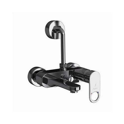 Jaquar Ornamix Prime Single Lever Wall Mixer With Provision For Overhead Shower With 115Mm Long Bend Pipe On Upper Side, Connecting Legs & Wall Flanges Black Chrome