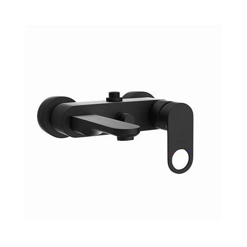 Jaquar Ornamix Prime Single Lever Wall Mixer With Provision For Connection To Exposed Shower Pipe With Connecting Legs & Wall Flanges Black Matt