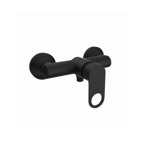 Jaquar Ornamix Prime Single Lever Exposed Shower Mixer For Connection To Hand Shower With Connecting Legs & Wall Flanges Black Matt