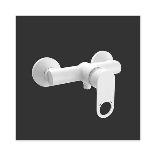 Jaquar Ornamix Prime Single Lever Exposed Shower Mixer For Connection To Hand Shower With Connecting Legs & Wall Flanges White Matt