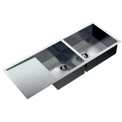 Carysil Quadro Double Bowl SS-304 Kitchen Sink with Drainer 46"x20"x9"- Matt Finish