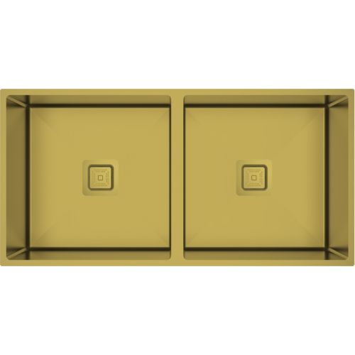 Carysil Micro Radius R10 Double Bowl PVD Gold Kitchen Sink 34"x17"x8"- Matt Finish