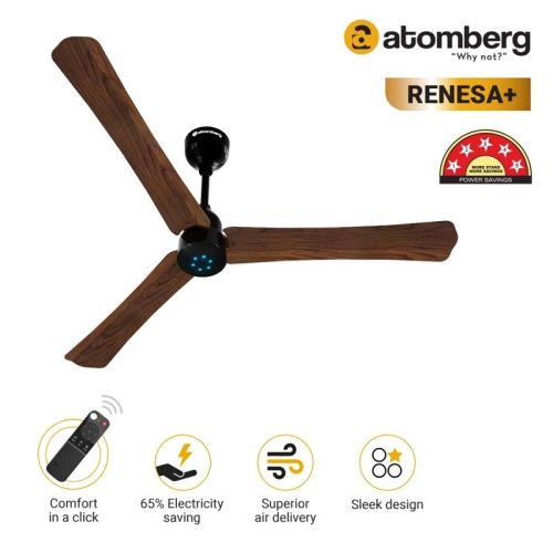 Atomberg Renesa+ 1200 mm BLDC Ceiling Fan with Remote Dark Walnut