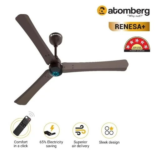 Atomberg Renesa+ 1200 mm BLDC Ceiling Fan with Remote Earth Brown