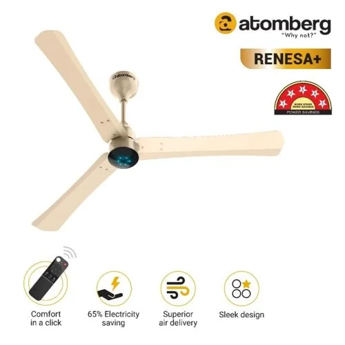 Atomberg Renesa+ 1200 mm BLDC Ceiling Fan with Remote Metallic Gold