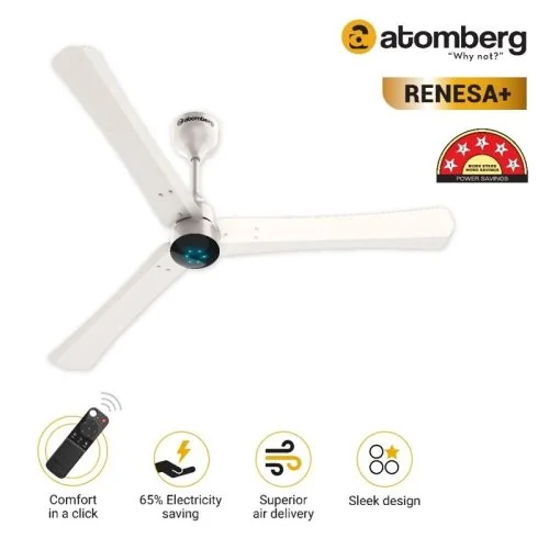 Atomberg Renesa+ 1200 mm BLDC Ceiling Fan with Remote Pearl White