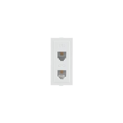 Roma White, RJ 11, Telephone Jack Double W/o Shutter