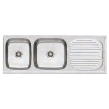 Franke 621 CX Omni 55x20 (1379x504) Double Bowl with Drain Board Stainless Steel Sink
