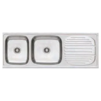 Franke 621 CX Omni 55x20 (1379x504) Double Bowl with Drain Board Stainless Steel Sink