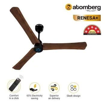 Atomberg Renesa+ 1200 mm BLDC Ceiling Fan with Remote Dark Walnut