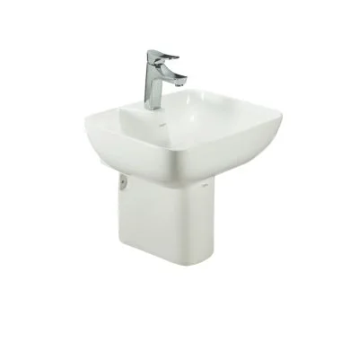 Cera Chino Wall Hung Wash Basin With Half Pedestal Snow-White